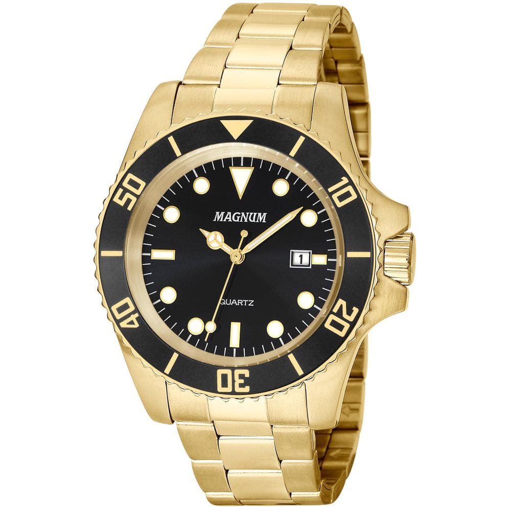 Relógio Magnum Ma33068u Masculino Dourado com Fundo Preto