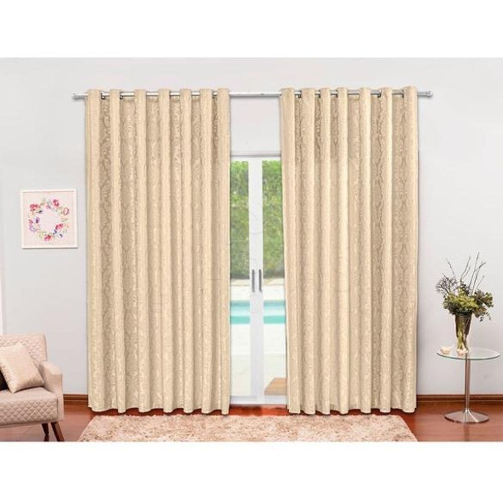 Cortina Jacquard Semi Blackout Tecido Palha 4,00X2,80
