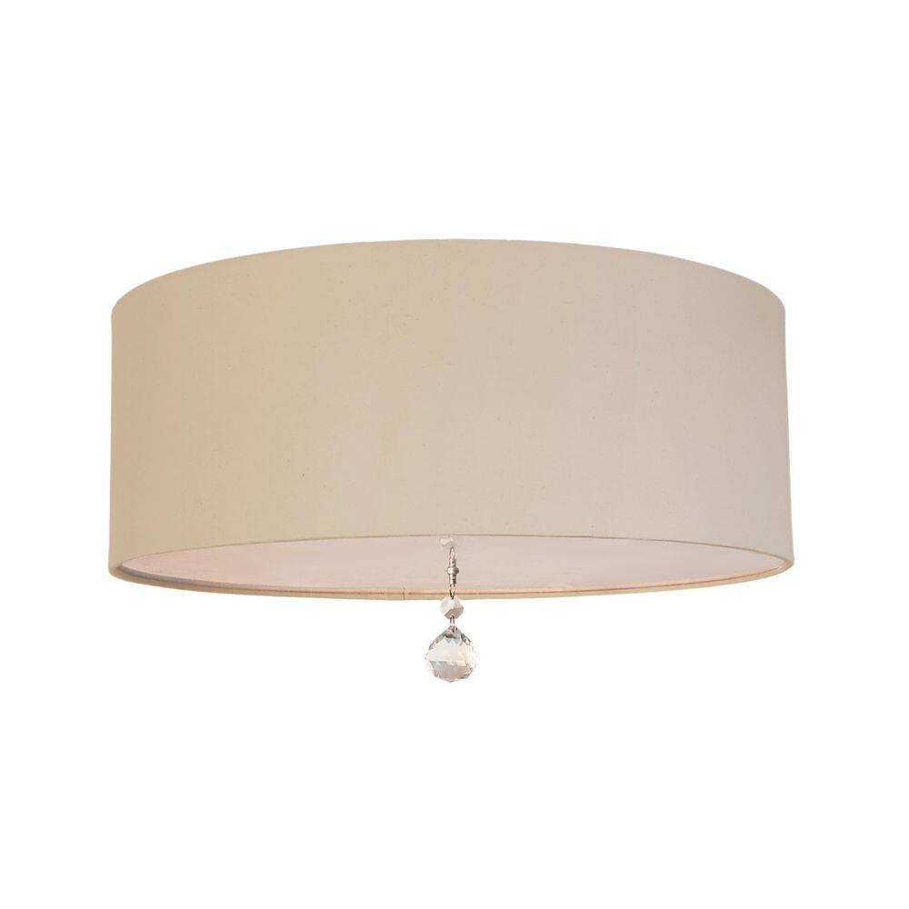 Luminária Plafon Com Cristal Cúpula Cáqui 50X15 3E27