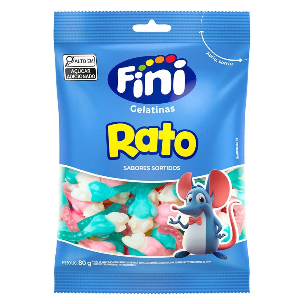 Balas Fini Gelatinas Rato Sabores 80g