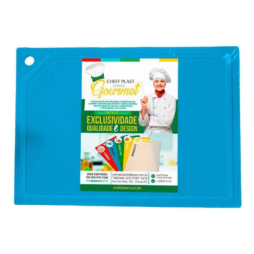 Tábua De Corte Polietileno Chapa Pead Azul 08X250X330Mm