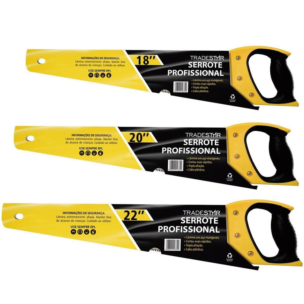 Kit Marceneiro Serrote Madeira 18 20 22`` Cabo Emborrachado