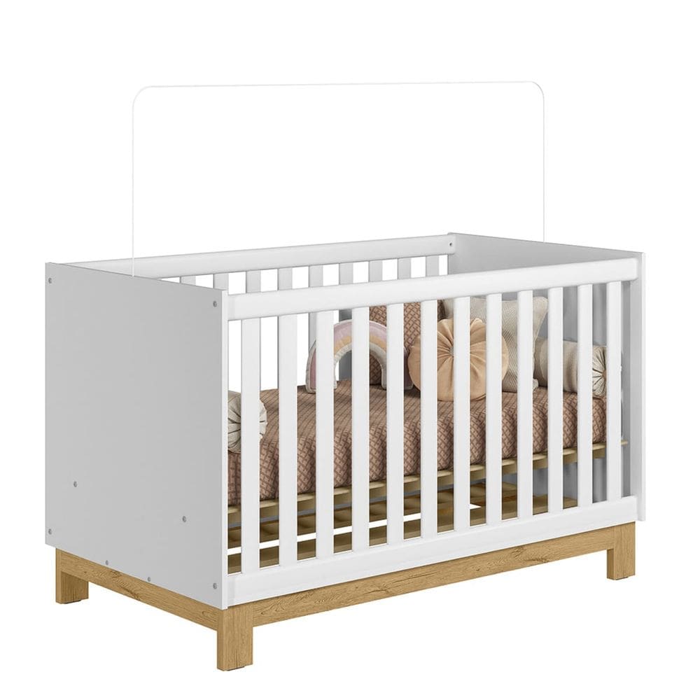 Berço Mini Cama 70cm Slim -Branco Branco Acetinado - ÉdeCasaMóveis