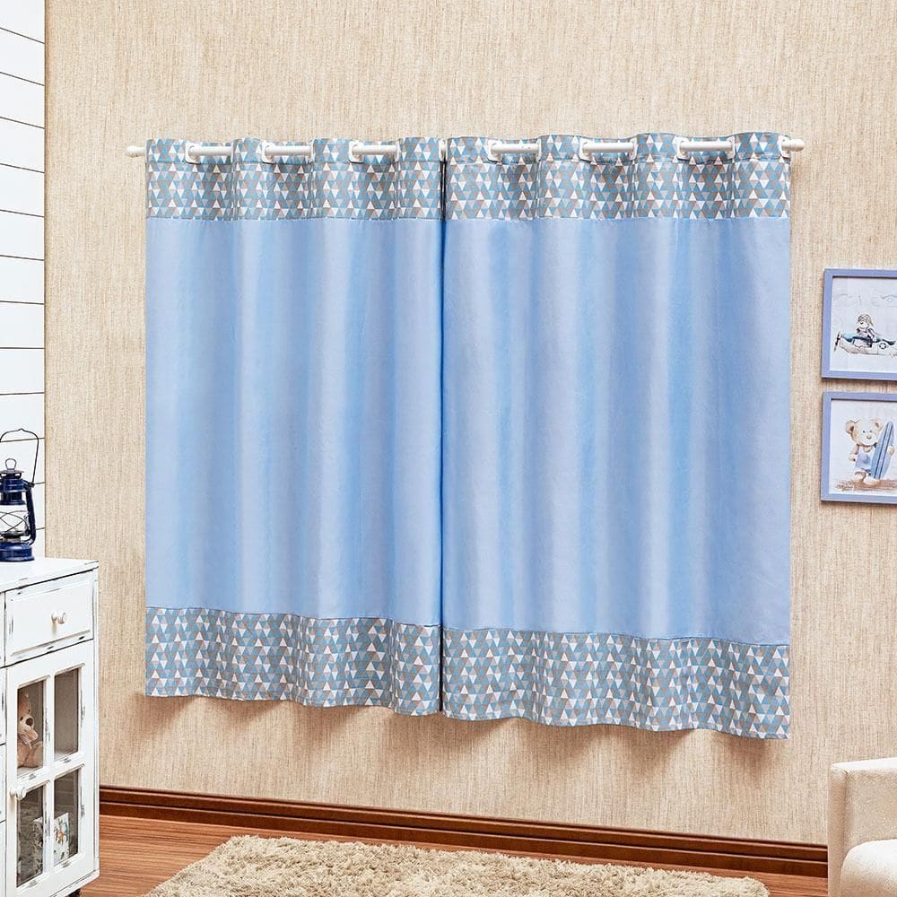 Cortina Infantil Criança Estampada De Baby Azul Menino