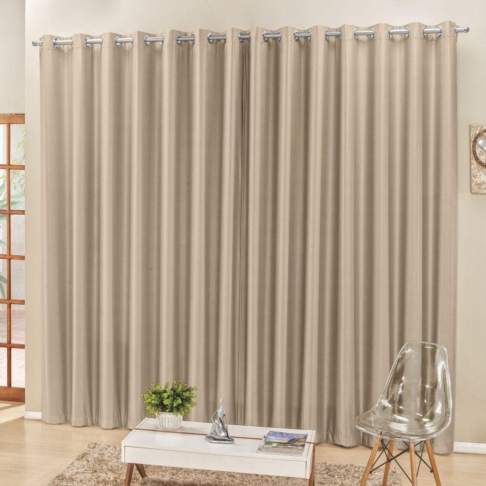 Cortina 3 Mts Quarto Escritório Semiblackout Varão Bege