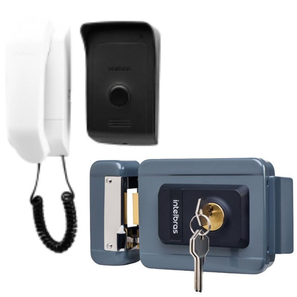 Kit 1 Porteiro Interfone Ipr1010 E 1 Fechadura Fx1500 Cinza