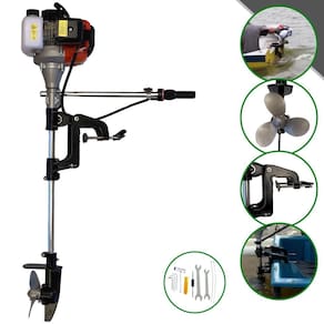 Motor de Popa Alta Rotação Import Way IWMPG2T52 À Gasolina 2T 52cc 2,5HP 7.500rpm Rabeta Completa Com Hélice 16cm Para Barcos de Porte Pequeno