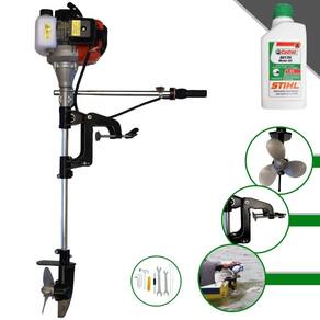 Motor de Popa Import Way IWMPG2T52 À Gasolina Motor 2T 52cc 2,5HP Alta Rotação Rabeta Completa Para Barcos e Botes de Pequeno Porte + ÓLEO STIHL 2T
