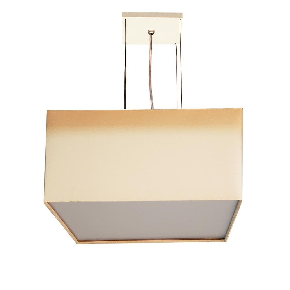 Lustre Pendente Quadrado Cúpula Em Tecido Cru 30X30X15