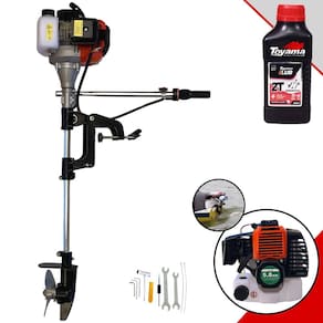 Motor de Popa Profissional Import Way IWMPG2T52 À Gasolina 52cc 2,5HP 7.500rpm Motor 2T Completo Com Rabeta e Hélice 16cm + ÓLEO TOYAMA 2T
