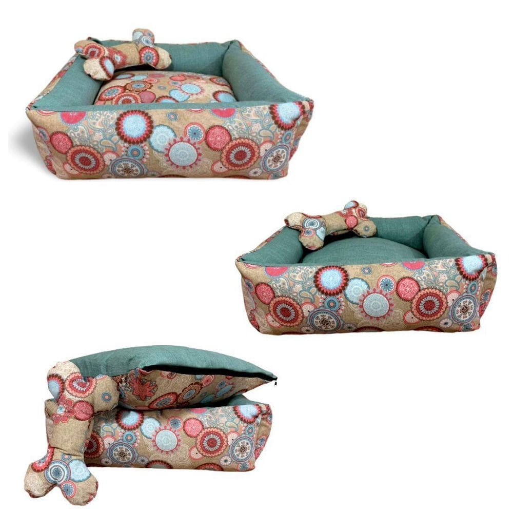 Cama Impermeável Com Travesseiro Para Cães E Gatos Rosa G