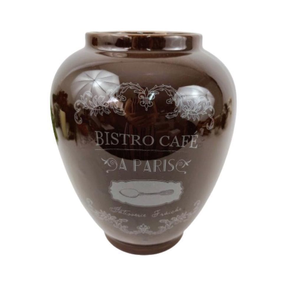 Vaso Decorativo Bistro Marrom 25X20X20Cm Paris Brilho Decor