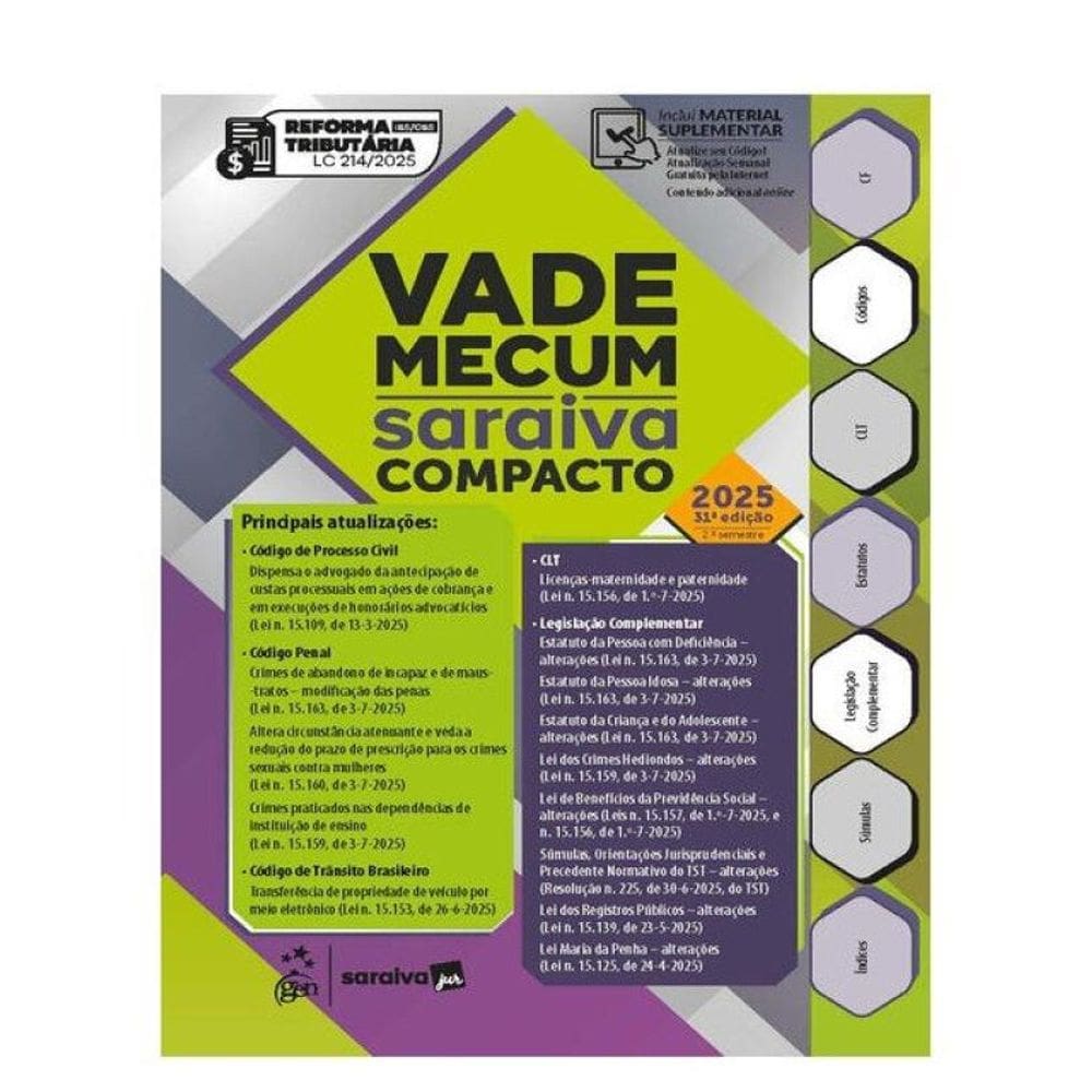 Vade Mecum Saraiva Compacto - 31ª Edição 2025
