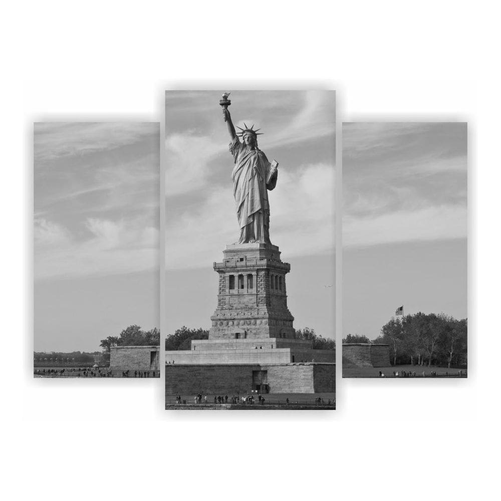 Kit 3 Quadros 1 PaisagEstátua Da Liberdade Cidades 75X50Cm
