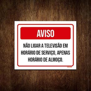 Placa Avio Não Ligar Televisão Em Horário De Serviço 27X35