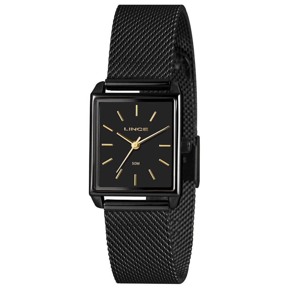 Relógio Lince Feminino Quadrado Aço Preto 50M