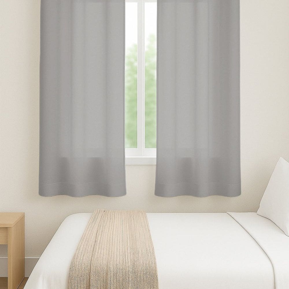 Cortina Voil com Forro 270cm X 170cm Sutille Basic Cinza