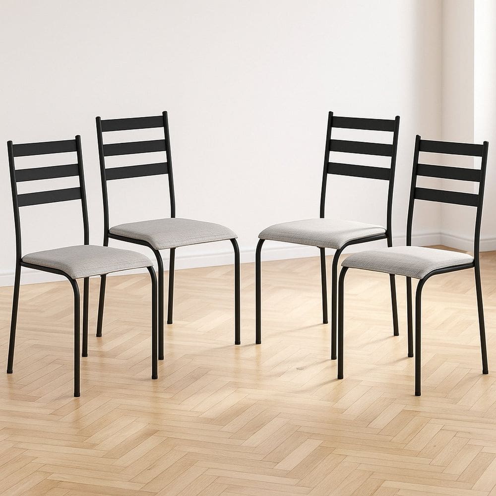 Kit 4 Cadeiras para Cozinha e Sala de Jantar 541.sli Preto/Cinza