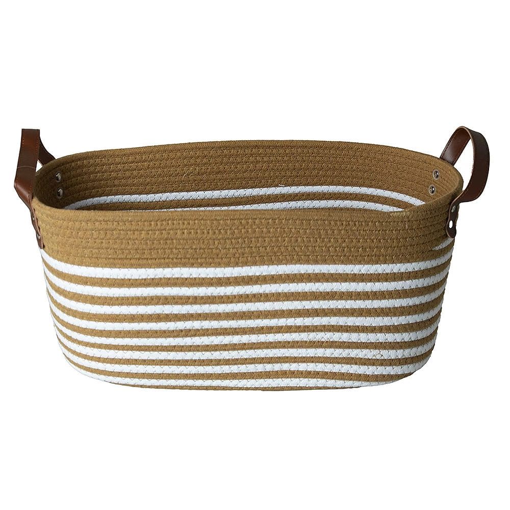 Cesto de Fibra Natural e Algodão com Alça Mocca 21x28x44cm 3638 - Paramount