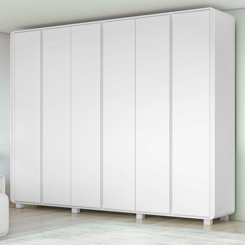 Guarda-roupa Casal 6 Portas com Pés 100% Mdf Loop Branco