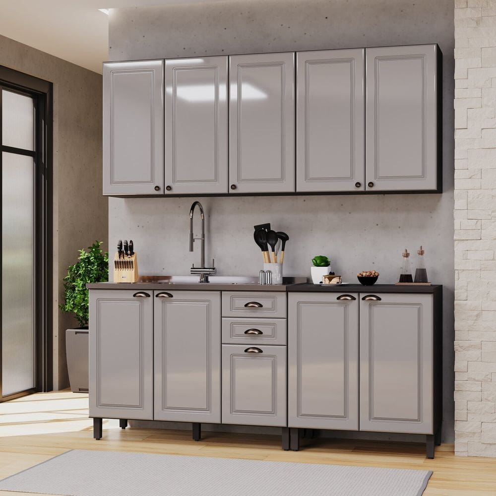 Cozinha Completa 4 Peças sem Tampo Paris Cinza/Titânio