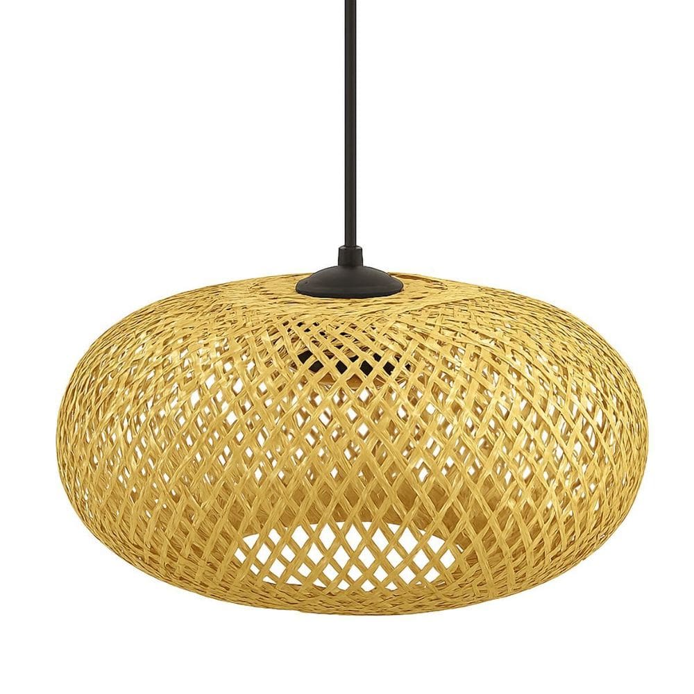 Lustre Pendente Rattan Redondo Bambu Natural 40Cm