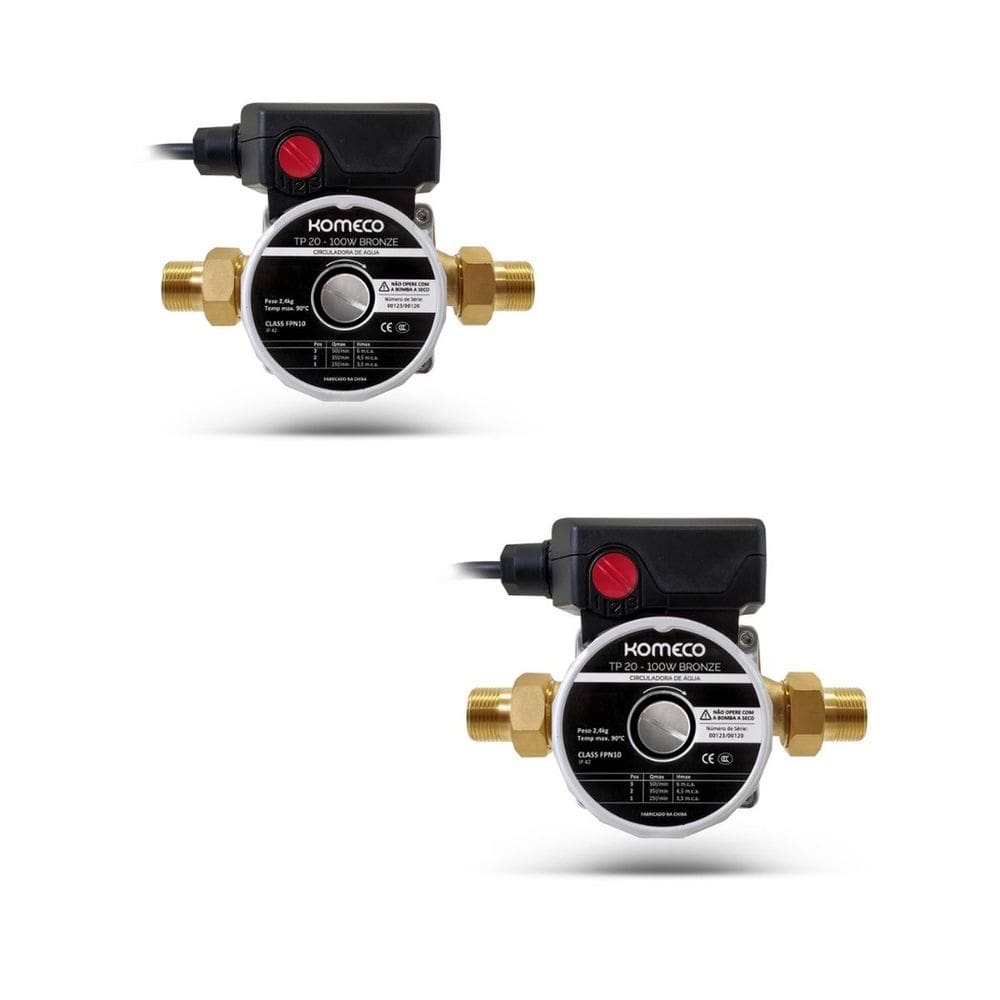 Kit 2 Mini Bombas Komeco Tp20 Circuladoras de Água Quente Fria Bronze 220V