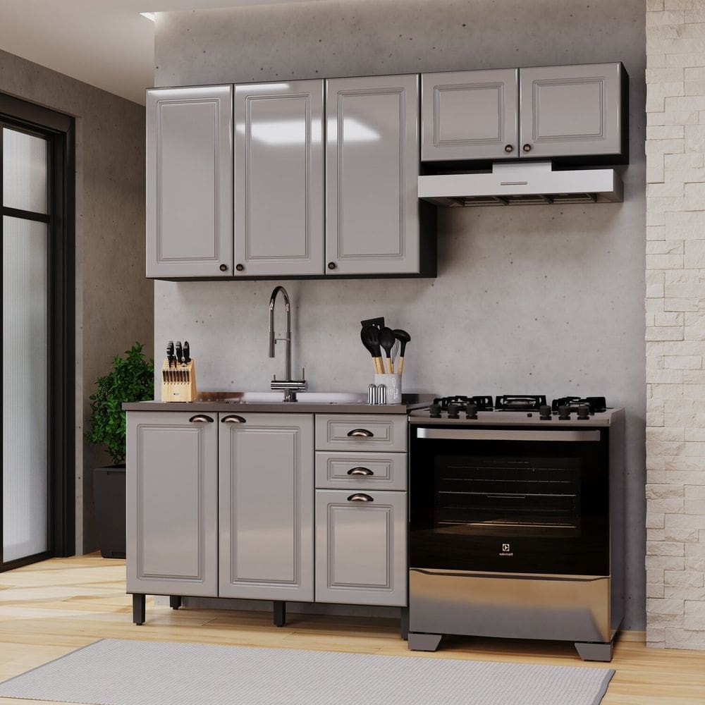 Cozinha Completa 3 Peças sem Tampo Paris Cinza / Titânio