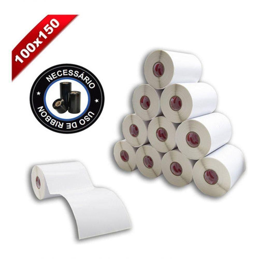 5 Rolos Etiqueta 10x15 100x150 Couche Serrilha E-commerce Co