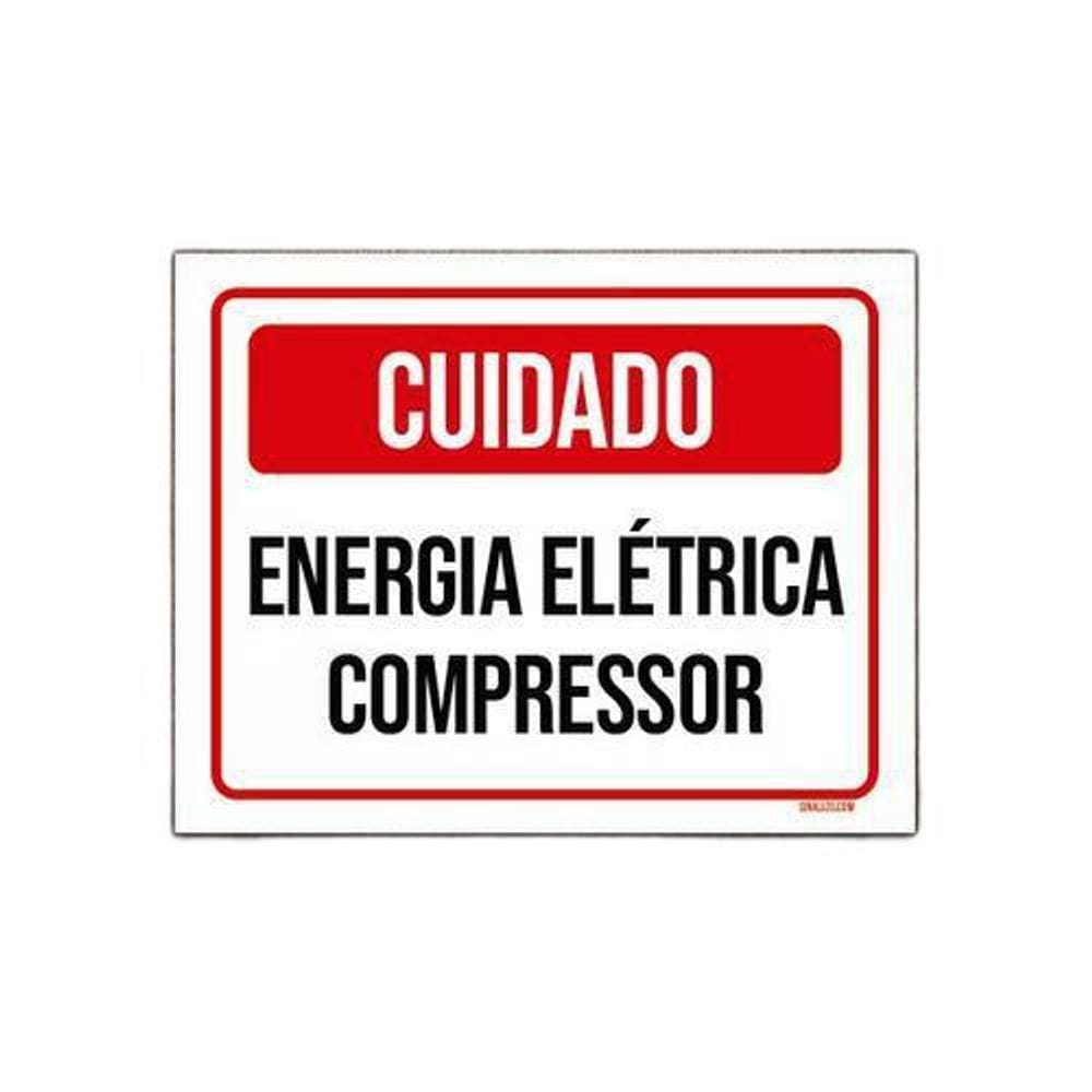 Kit 5 Placa Sinalização Cuidado Energia Elétrica Compressor