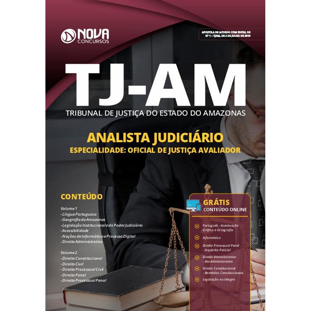 Apostila Tj-Am 2019 - Analista Oficial De Justiça Avaliador