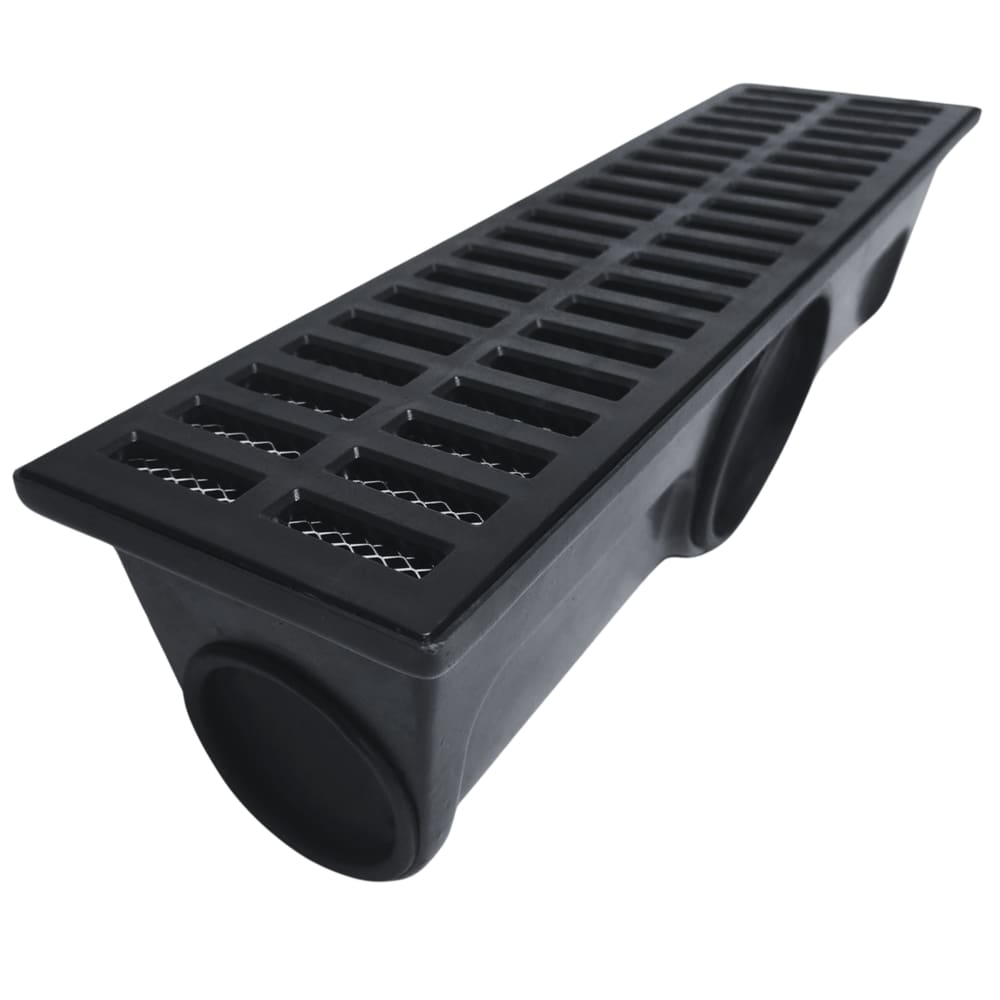Ralo Linear 15x50 Plástico Preto Conforto com 3 Saídas de 3 Polegadas Ideal para Drenagem de Águas Pluviais
