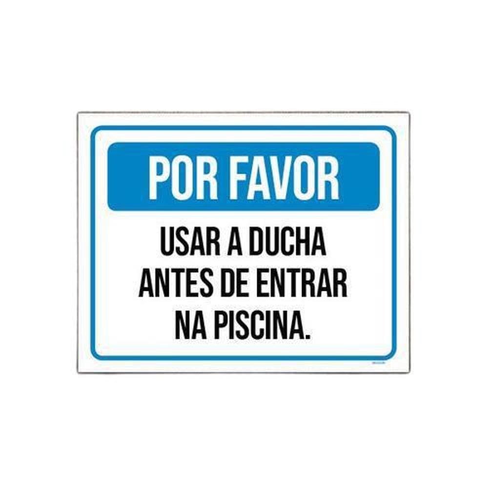 Placa Por Favor Usar Ducha Antes Da Piscina 36X46