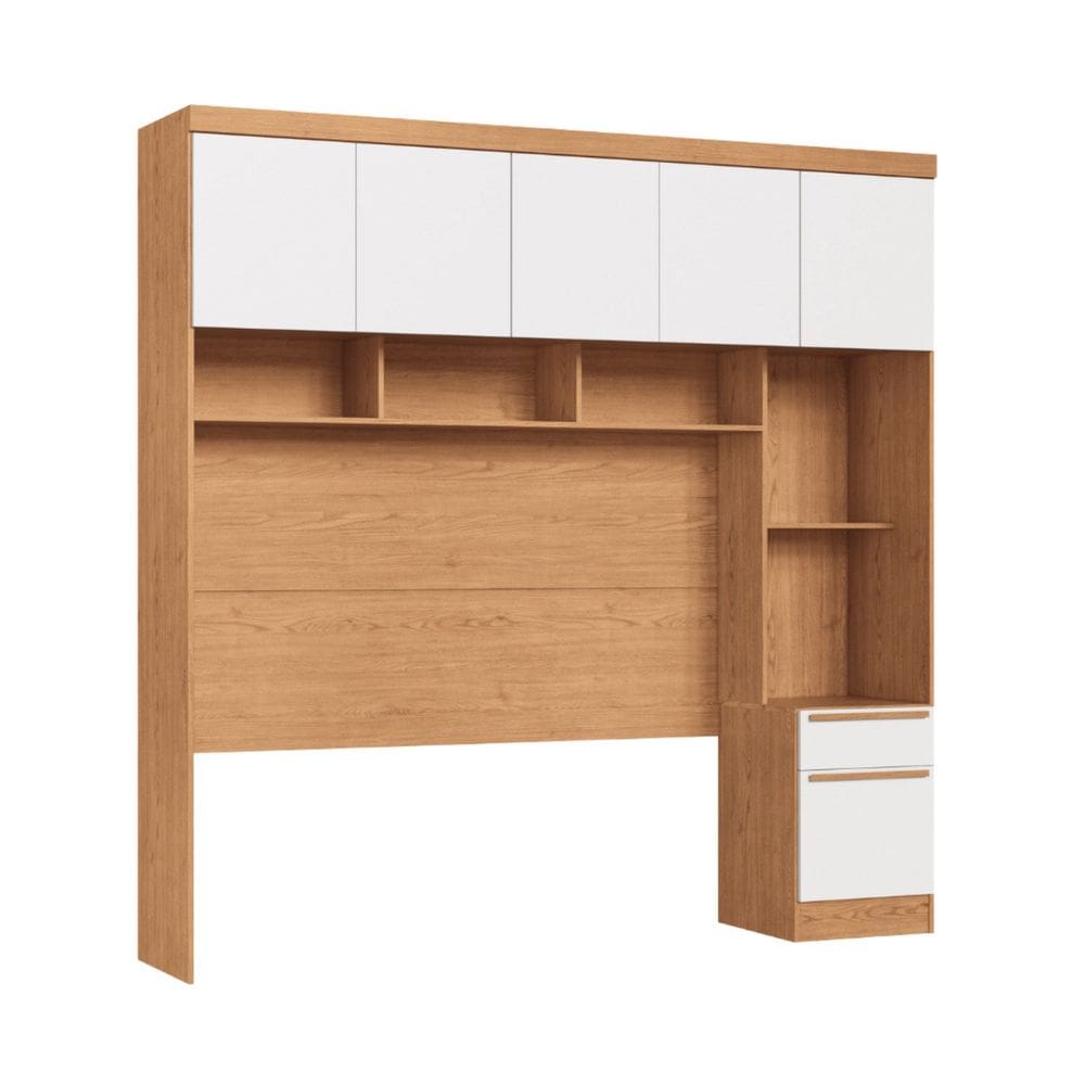 Módulo Ponte Casal Queen 6 Portas 1 Gaveta Infinity Cedro/Branco Line