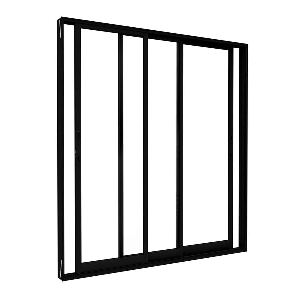 Porta Alumínio de Correr Lateral 3 Folhas Móveis 215cm X 150cm Lucasa Ideale Preto