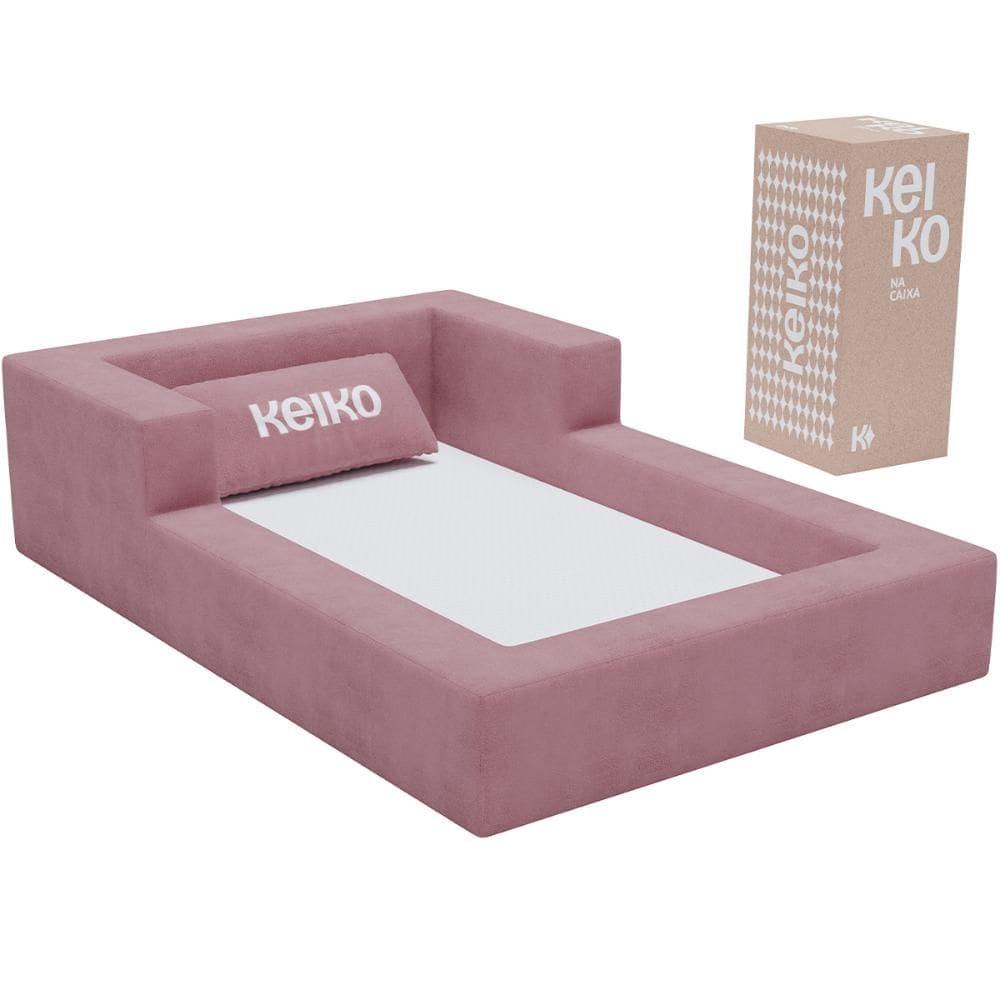 Cama Montessoriana Solteiro Aconchego 100% Espuma Boucle Rosa Keiko