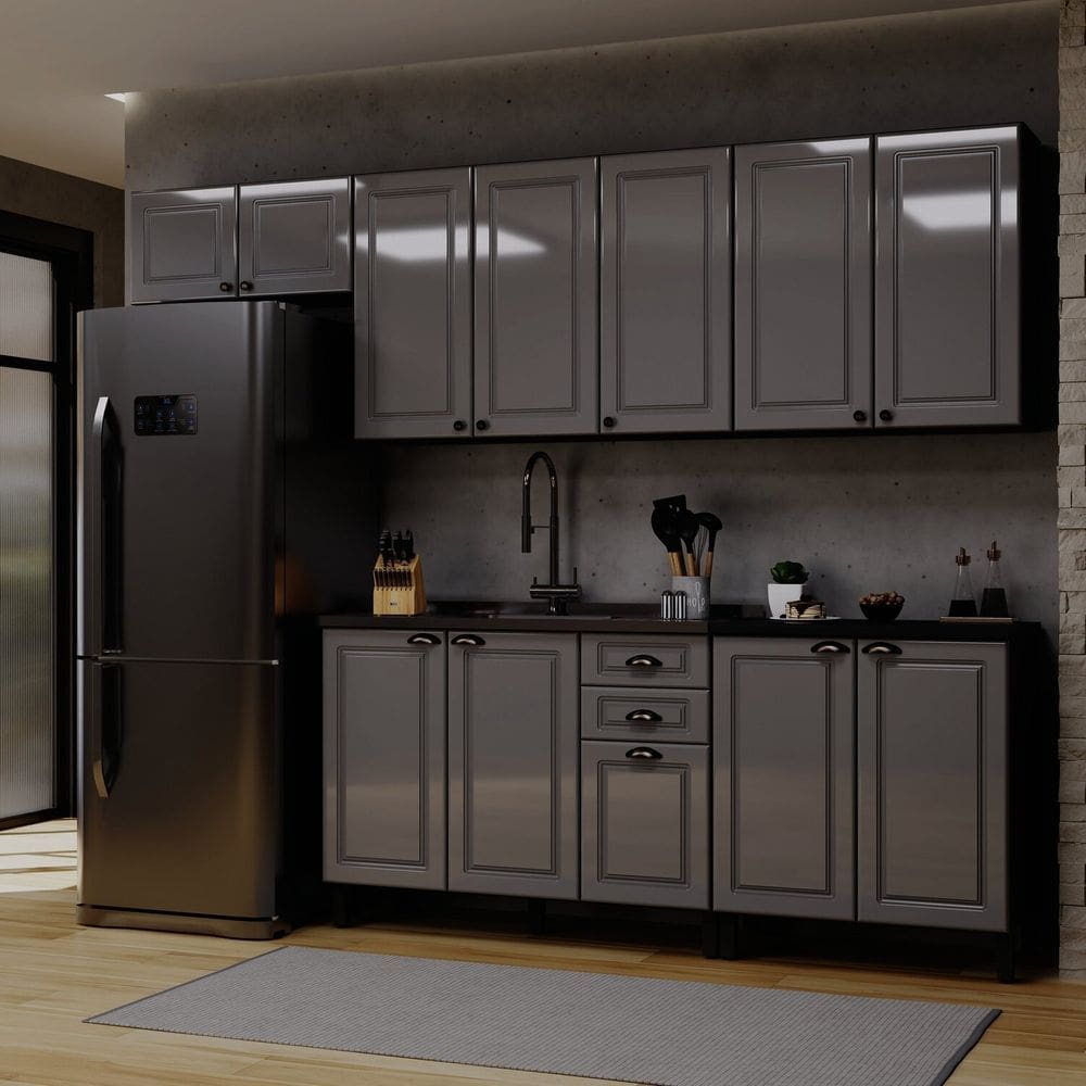 Cozinha Completa Paris 5 Peças sem Tampo Cinza/Titânio