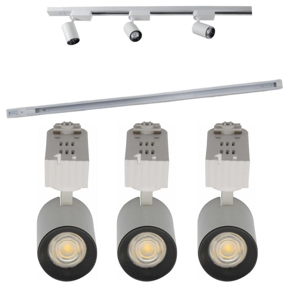 Kit 3 Spots 7W Branco Frio Trilho Eletrificado 1M Branca