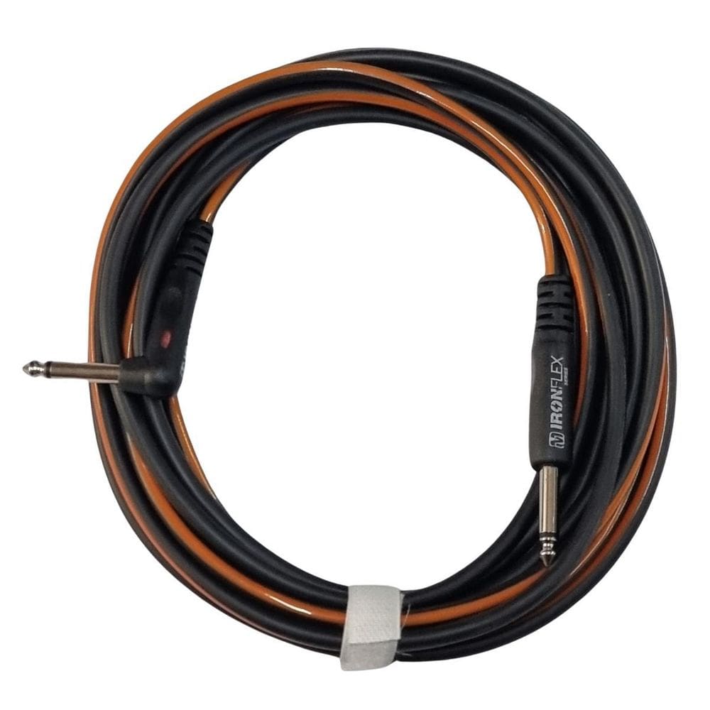 Cabo P10 + P10 90º Instrumento 3.05M 0.40Mm Laranja Tarjado