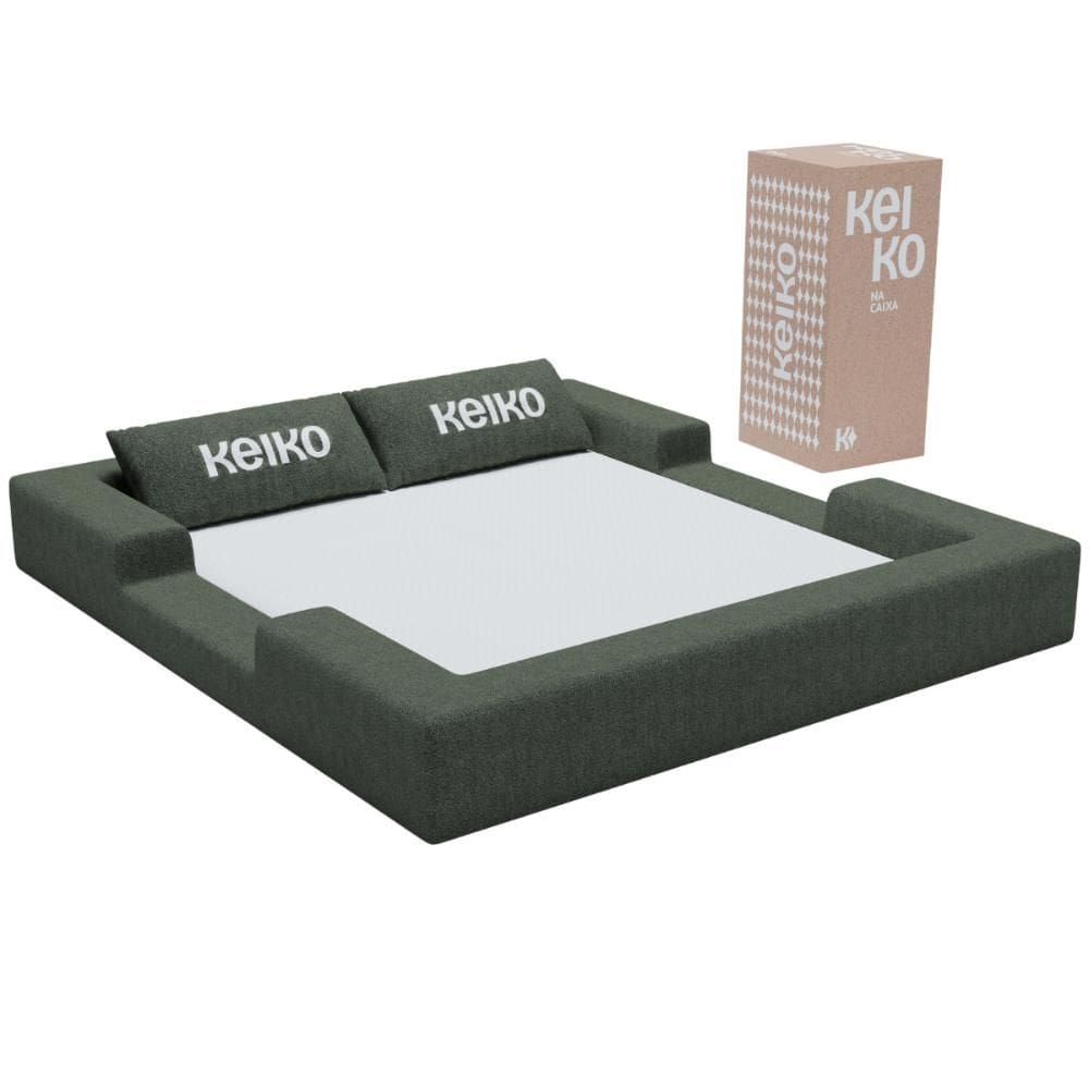 Cama Montessoriana Casal Ninho 100% Espuma Boucle Verde Keiko