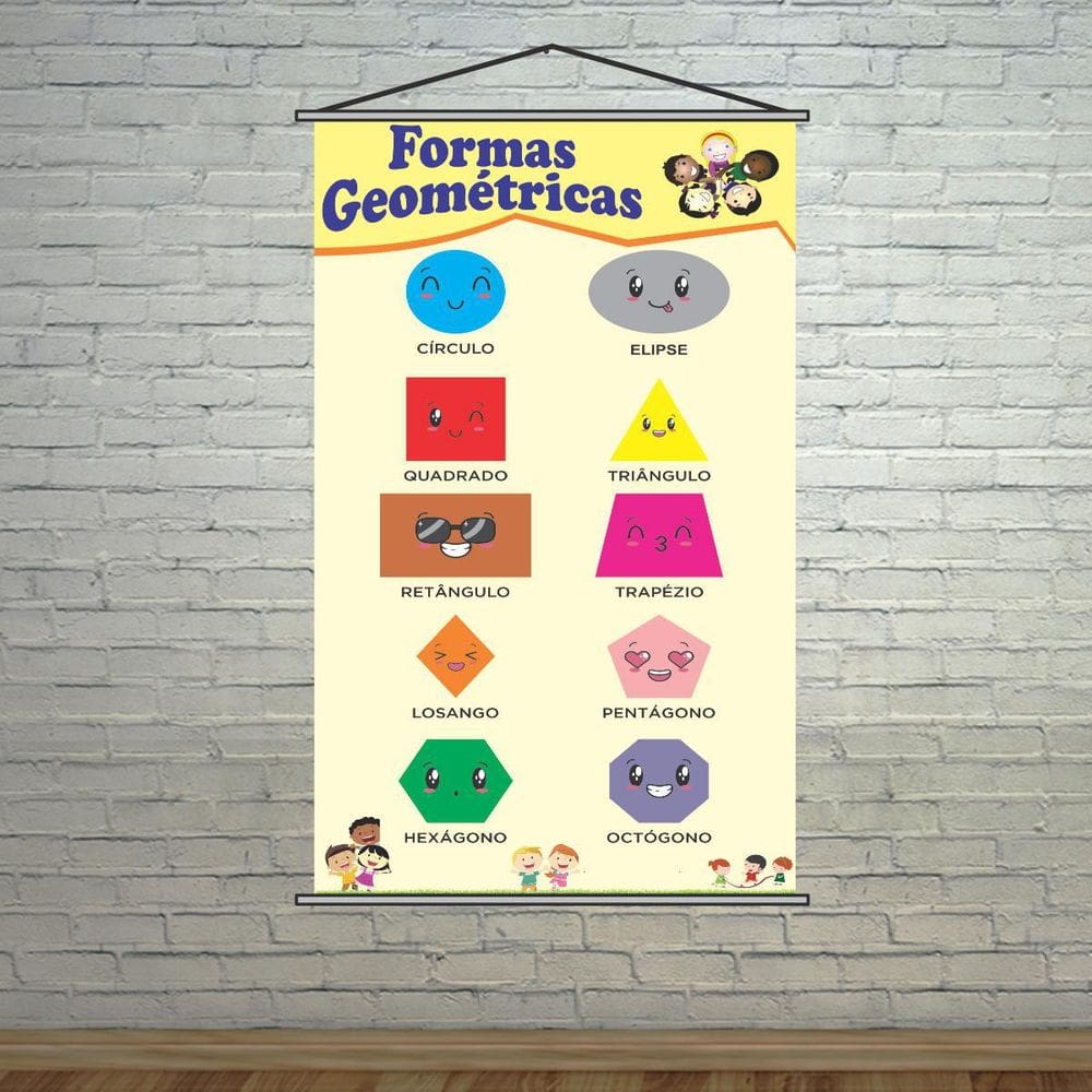 Banner Escolar Pedagógico Formas Geométricas 2 - 120X65Cm