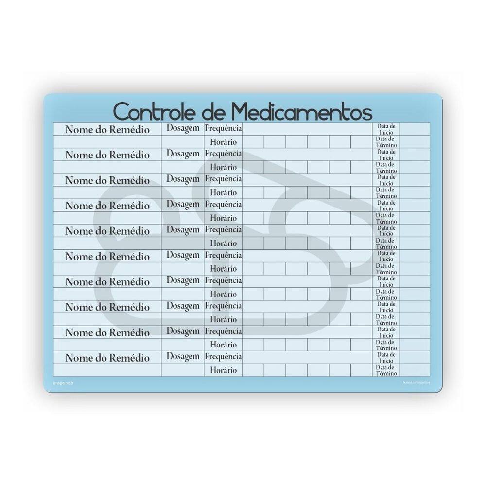 Ímã De Geladeira Controle De Medicamentos Azul