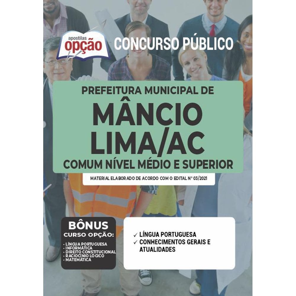 Apostila Mâncio Lima Ac - Cargos De Ensino Médio E Superior