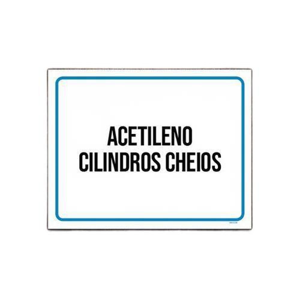 Placa Sinalização - Acetileno Cilindros Cheios 27X35