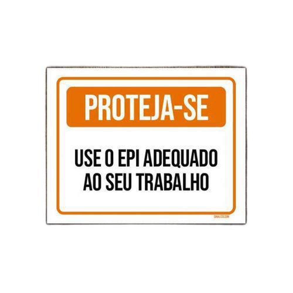 Placa De Sinalização - Proteja-Se Use Epi Adequado 36X46