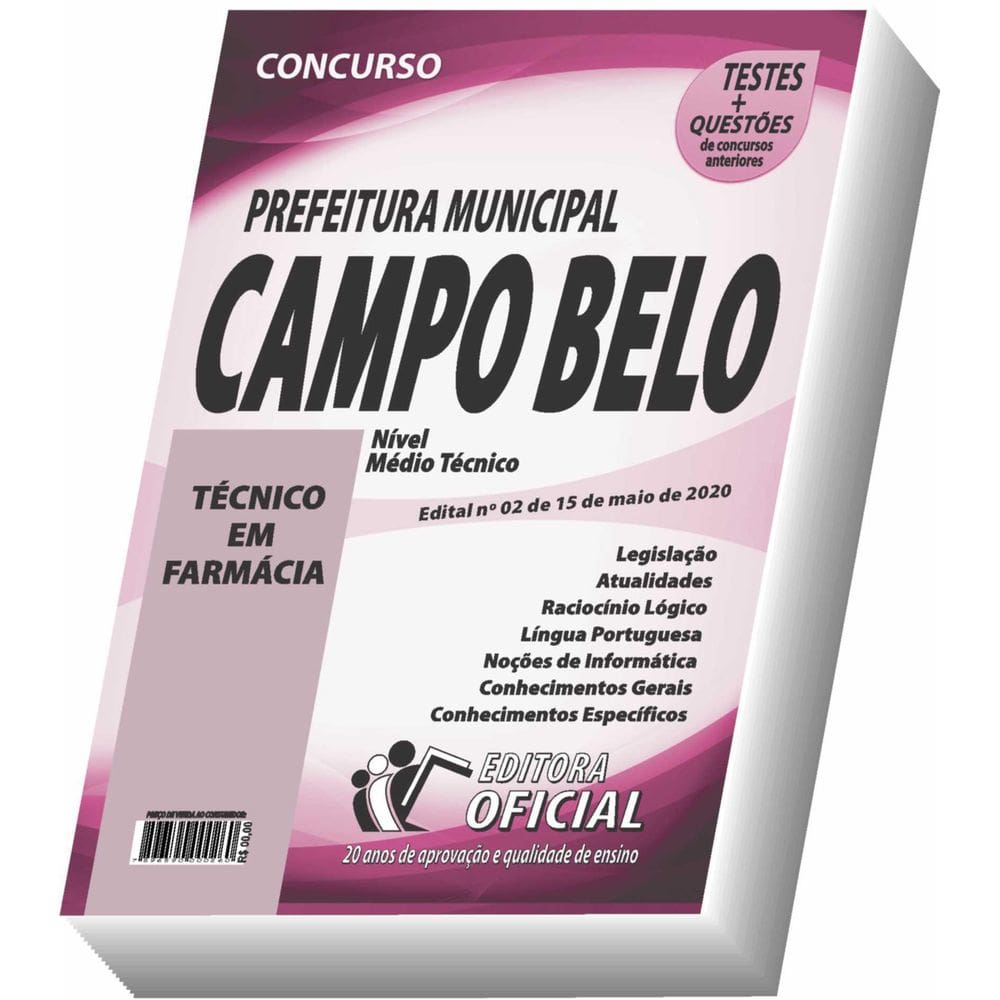 Apostila Prefeitura De Campo Belo - Técnico Em Farmácia