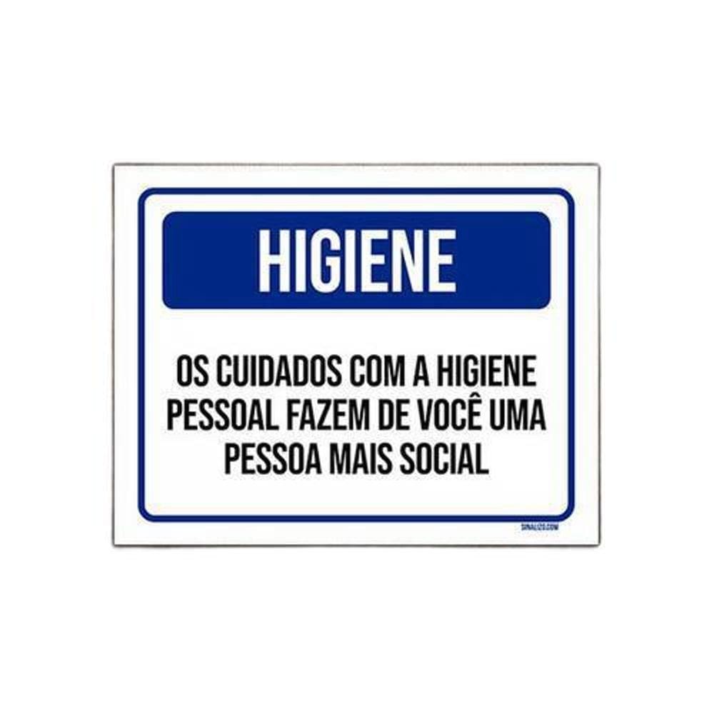 Placa Sinalização - Higiene Cuidados Higiene Pessoal 36X46