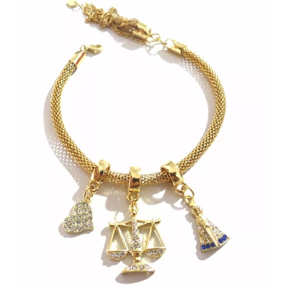 Pulseira Advogada Direito Justiça Folheado a Ouro 18k
