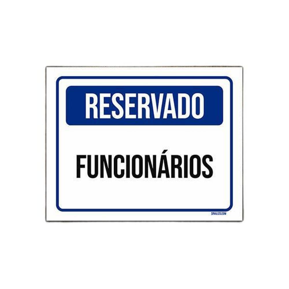 Placa De Sinalização - Reservado Funcionários 18X23