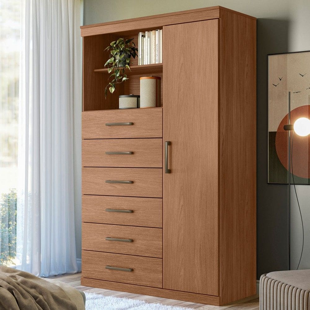 Cômoda Marabá 1 Porta 6 Gavetas Jatoba - Santos Andirá